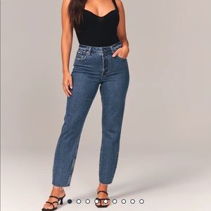 Abercrombie Curve Love High Rise Mom Jean dark wash